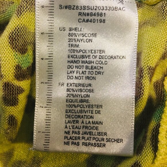 TWELVE LAYERS Yellow/Brown/ Green Leopard Cardigan Boho Key Hole Back Tie Medium - Picture 5 of 5